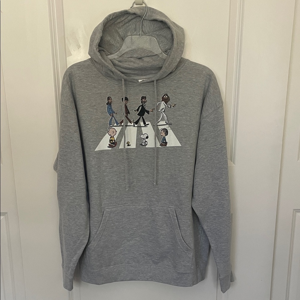 Peanuts x Beatles Abbey Road Gray Hoodie XL